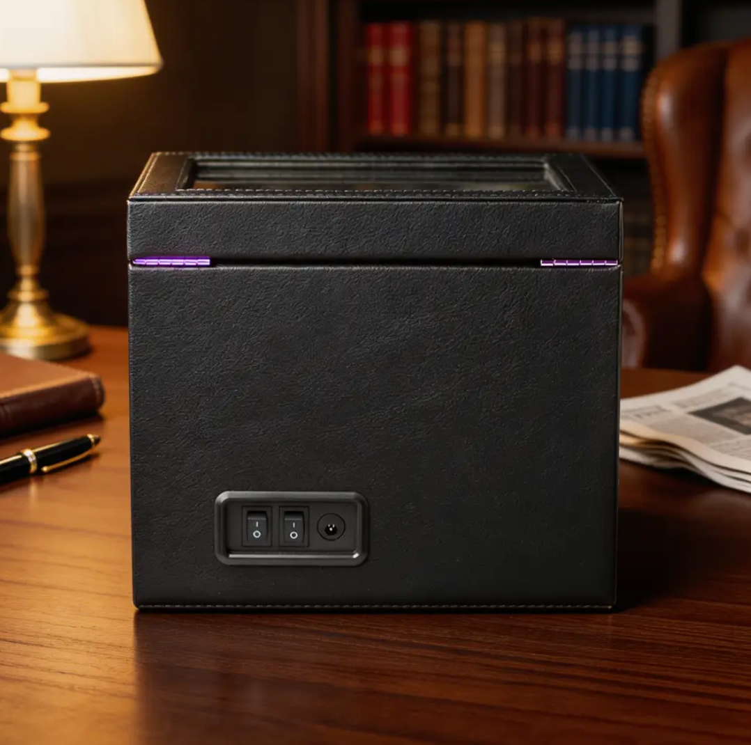 Coffret Remontoir Automatique pour Montres – Cuir Noir – Prestige