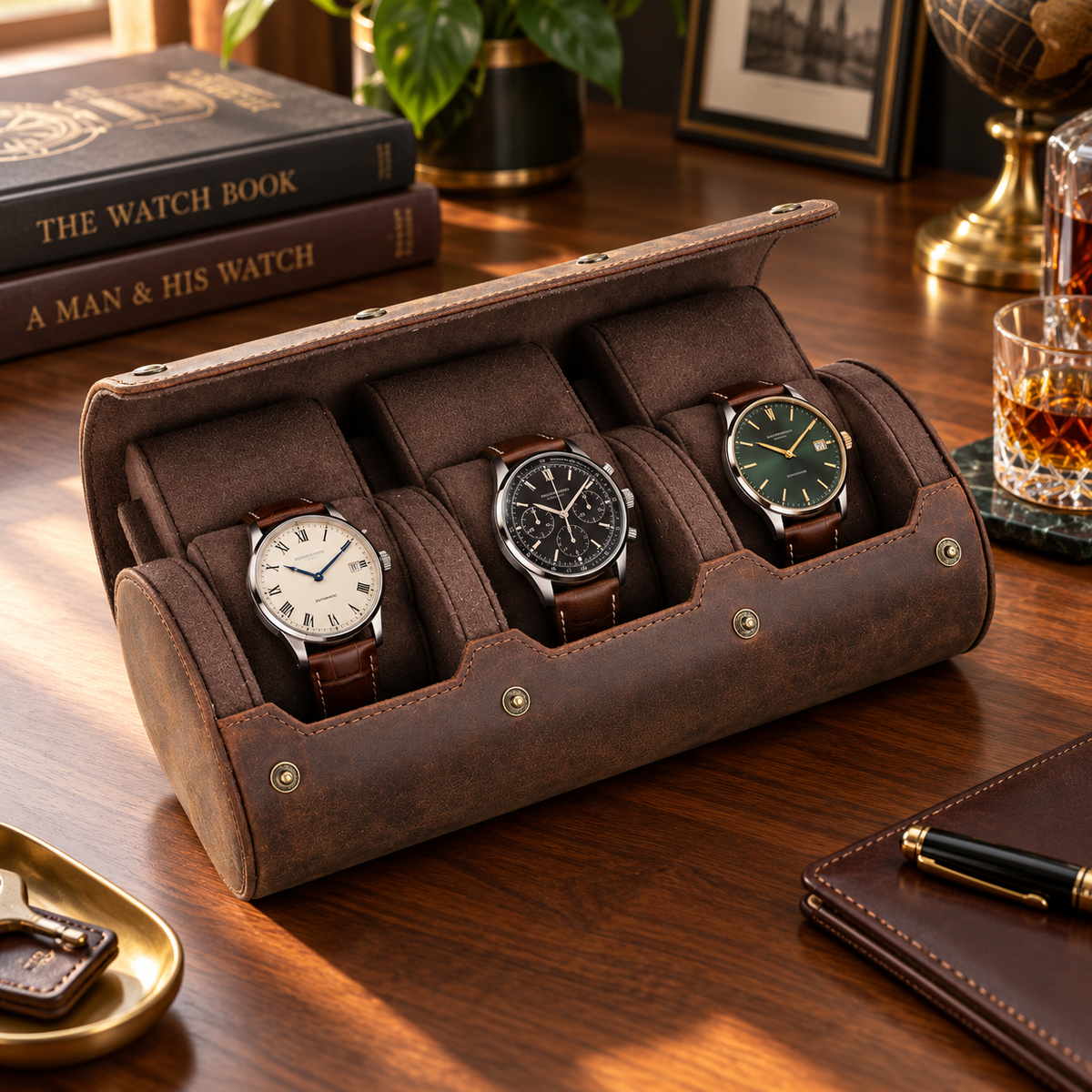 Étui à 3 Montres – Carmin