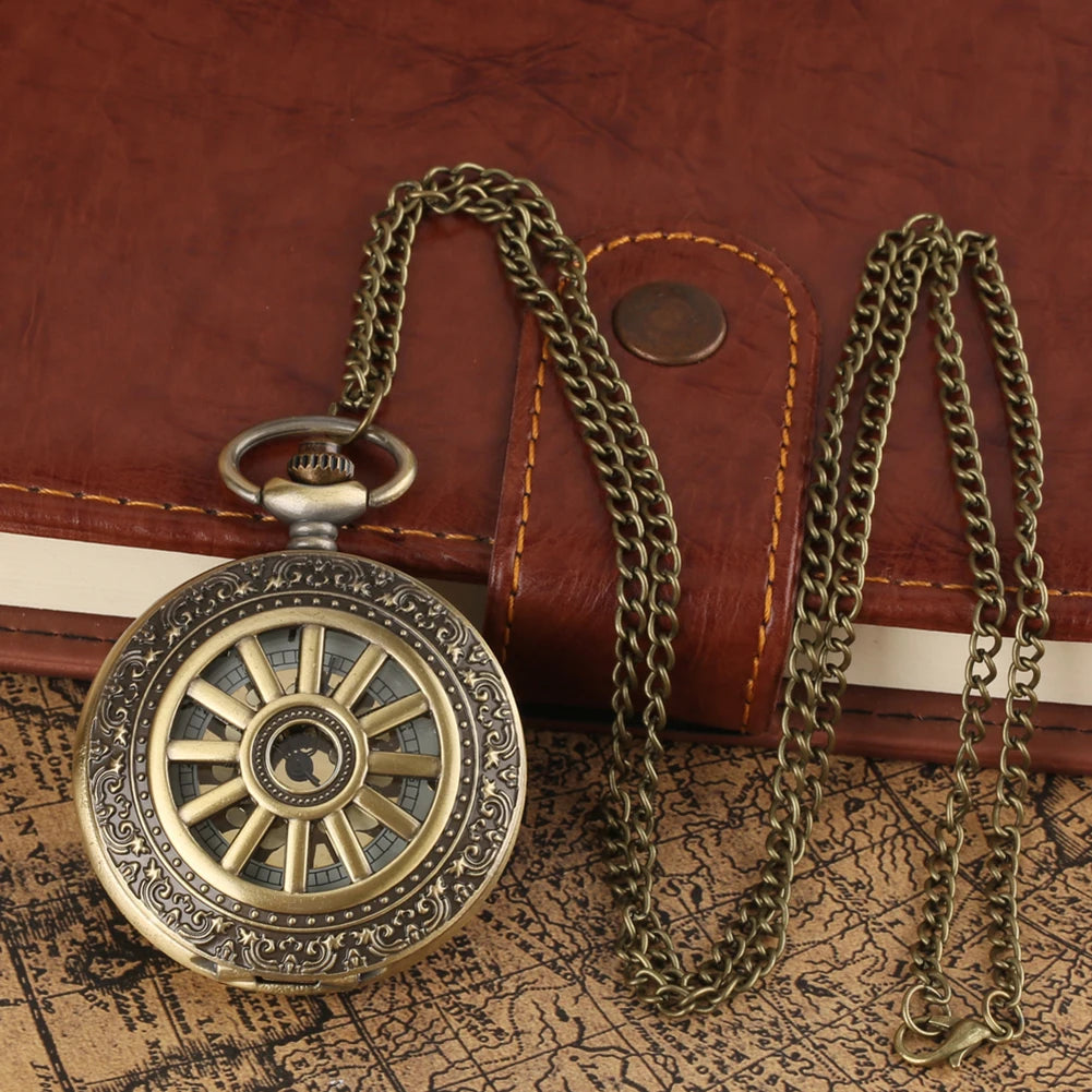 Montre à Gousset Bronze Vintage à Quartz avec Chaîne