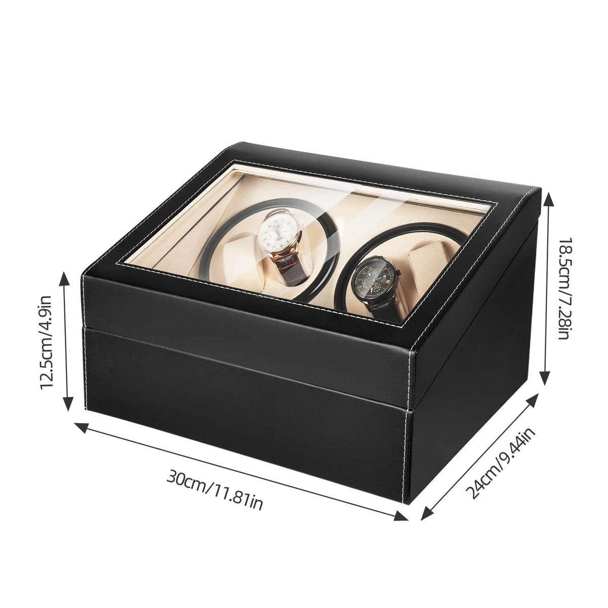 Remontoir Automatique pour 4 Montres avec Boîte de Rangement pour 6 Montres
